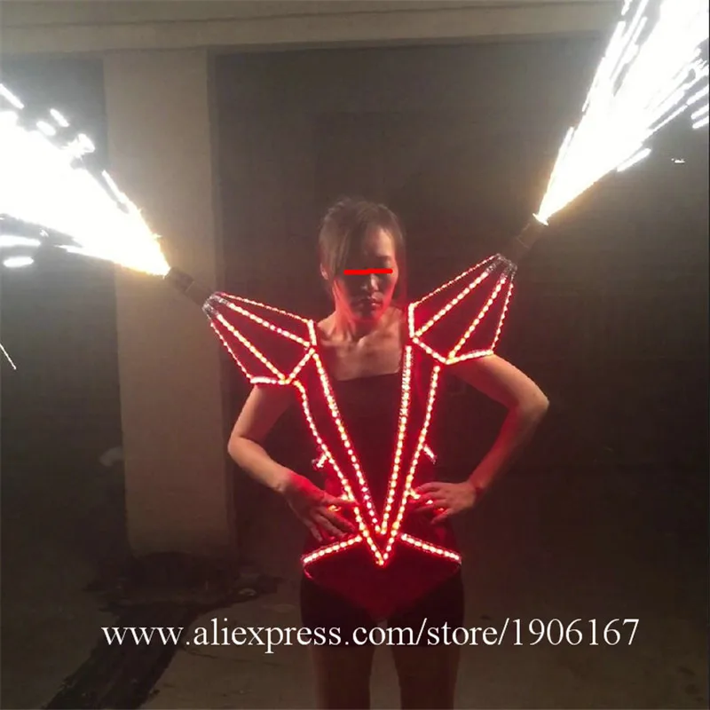 Led Luminous Illuminate Glowing Novelty Sexy Women Clothing Dress Can Spray fireworks Led Costume Suit For Stage Show01