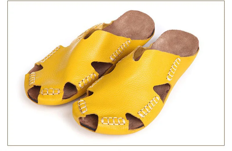 YAERNI/женские шлепанцы; Коллекция года; сандалии-гладиаторы из натуральной кожи; женская летняя обувь; пляжные шлепанцы; женская обувь; Размеры 35-45