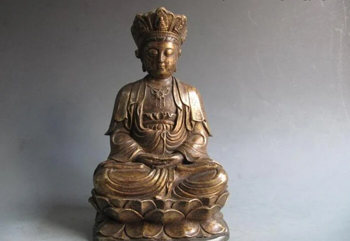 

Collectible bronze S2318 12 Tibet Buddhiam Bronze Carved lotus flower Sakyamuni Bodhisattva Buddha Statue (B0328)