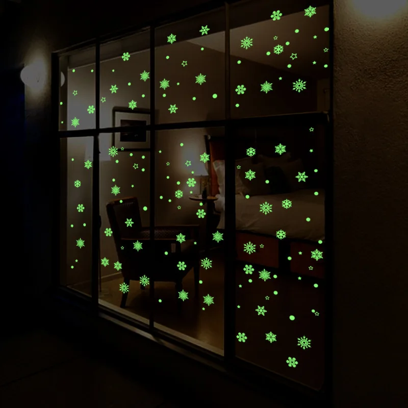 

Y0048 luminous snowflake fluorescent paste children's dormitory glass decoration small luminous wall paste permanent light