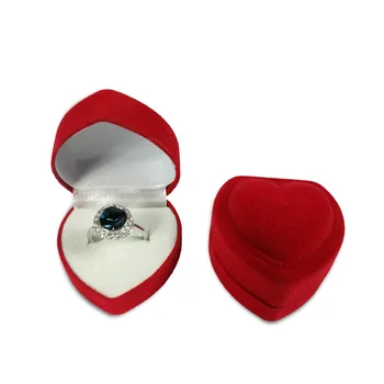 

New Romantic Jewelry Display Box Red Velvet Valentines Day Birthday engagement Heart Shape Ring Gift Boxes 200pcs