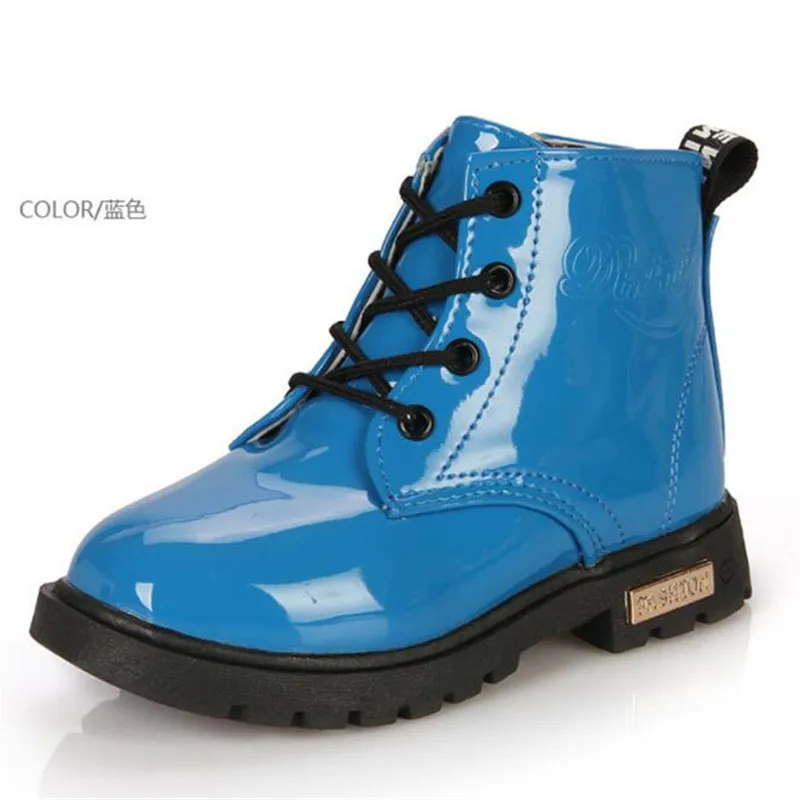 Зимние детские ботинки для мальчиков и девочек Ботинки martin модные теплые ботинки с хлопковой подкладкой для маленьких детей Ботильоны на молнии - Цвет: blue no velvet