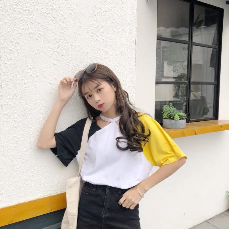 T-shirts Women Sweet Fashion Loose Soft Leisure Korean Style Harajuku Womens Clothing All-match Simple Daily Students Chic 2020