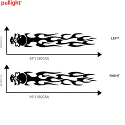 1 пара автомобиля Череп Пламя двери Наклейка виниловая Графика сбоку стикер