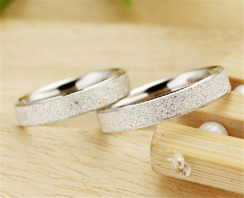 1 пара из чистого серебра 925 кольца для мужчин и женщин скраб обручальное кольцо корейский стиль обручальные кольца Свадебные ювелирные изделия Bague Femme Bijoux