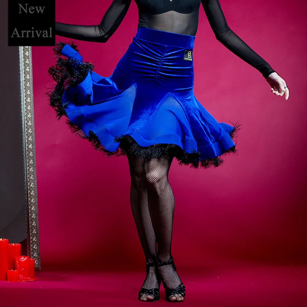 Fashionable Latin Dance Skirt For Ladies Blue Black Color Original