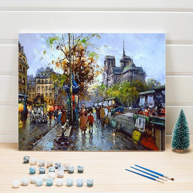 

Scenery Coloring By Number Adults European Street Acrylics Paints Painting Numbers Canvas Wall Pictures For Home Decor One Piece