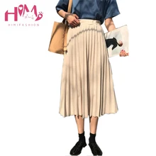 Повседневная модная черная плиссированная юбка с высокой талией, эластичная юбка миди в Корейском стиле, новинка, весна-осень, элегантные женские юбки