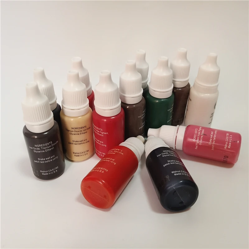 

10pcs tattoo ink kit tattoo pigment set 15ml permanent makeup colors lip eyebrow eyeliner
