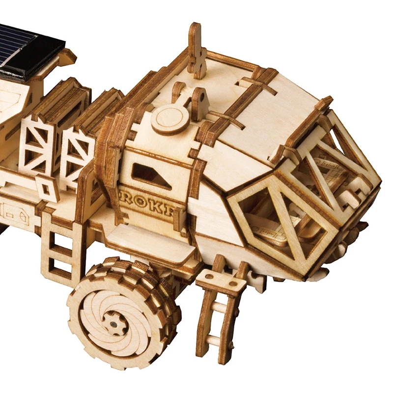 ROKR DIY подвижные развивающие игрушки Rover солнечной энергии 3D деревянная головоломка Сборная модель строительные наборы игрушки для детей и взрослых LS504