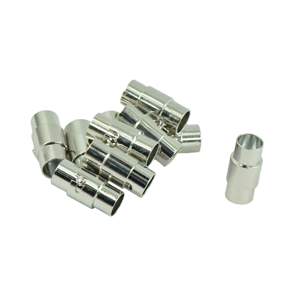 10 Sets Leather-Kumihimo Glue In Magnetic Clasp Slide Lock Bracelet for Pearl Gemstone Necklaces DIY Accessories 6mm