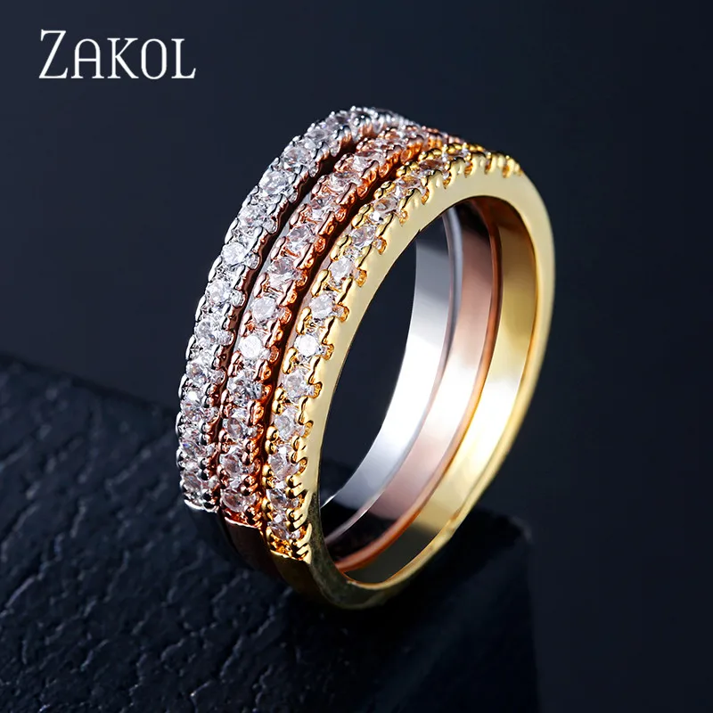 ZAKOL новые модные CZ циркония вечерние для женщин обручальное кольцо с кристаллами для леди свадебные украшения подарок FSRP2114