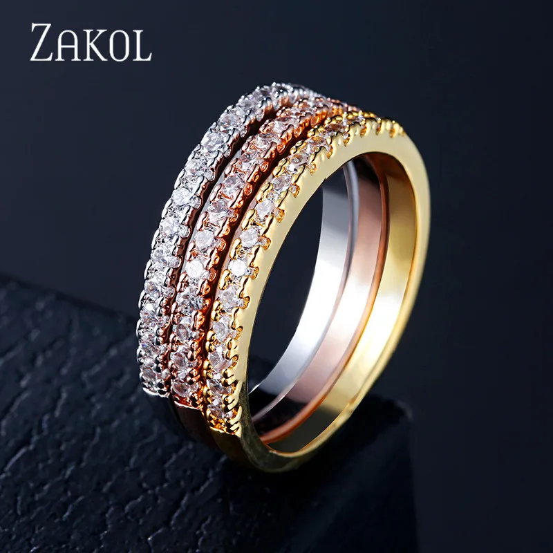 

ZAKOL New Fashion CZ Zirconia Party Women Engagement Ring With Crystal For Lady Wedding Jewelry Gift FSRP2114