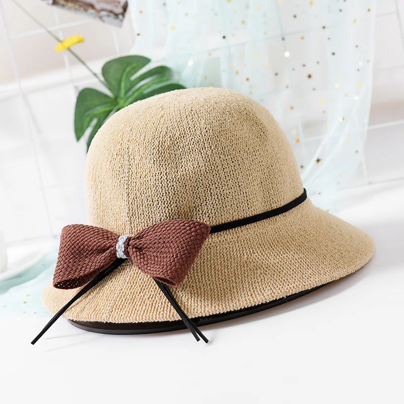 

Women sun hats 2019 new woven fisherman hat female summer travel sunshade sun hat breathable bow travel beach sun hat Femme Cap
