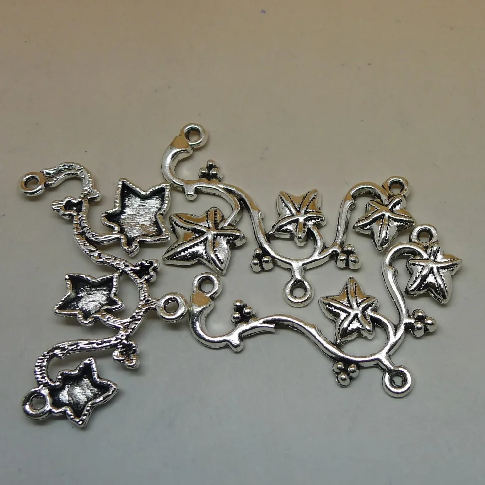 

Free shipping Antique Silver Planted Filigree 2 Holes Connections Flower Jewelry Embellishments Findings 3Pcs Size 48*29mm