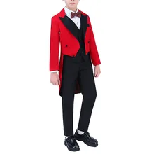Новинка года; красный и черный смокинг; праздничная одежда для общения; вечерние костюмы для мальчиков; двубортный костюм
