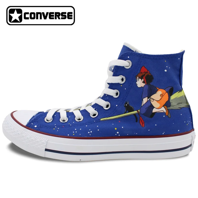 Prix pour Haute Top Converse Chuck Taylor Anime Service de Livraison de Kiki Miyazaki Hayao Foncé Design Peint À La Main Chaussures Femme Homme Sneakers Prix pour Haute Top Converse Chuck Taylor Anime Service de Livraison de Kiki Miyazaki Hayao Foncé Design Peint À La Main Chaussures Femme Homme Sneakers