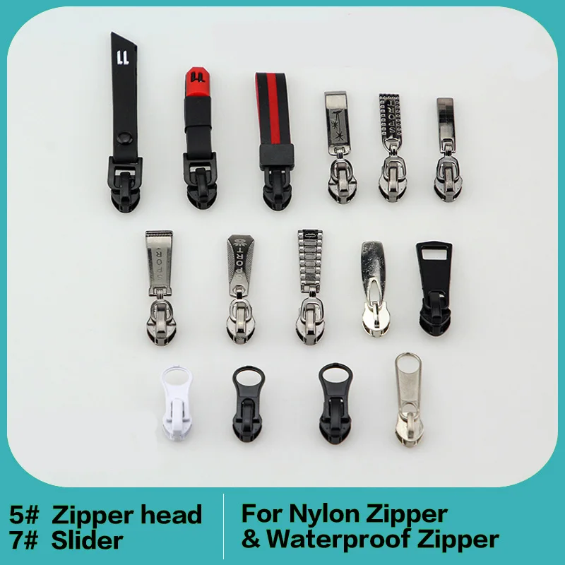 

8pcs 5# for nylon or waterproof instant zipper pulls head cord replacement slider