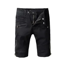 Man Denim Shorts 2017 New Style High Quality 100% Cotton Casual Vintage Black Taschen Biker Jeans Sommer Balma Denim Shorts