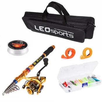 

2019 Hot 1.8m-3.6m Carbon Fiber Telescopic Fishing Rod Combo Full Kit Spinning Fishing wheel Line Accessories Set with Bag