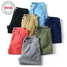 Htlb Летние Новые повседневные плотные шорты мужские хлопок Sim Fit однотонные 7 цветов доступны по колено высокое качество модные короткие