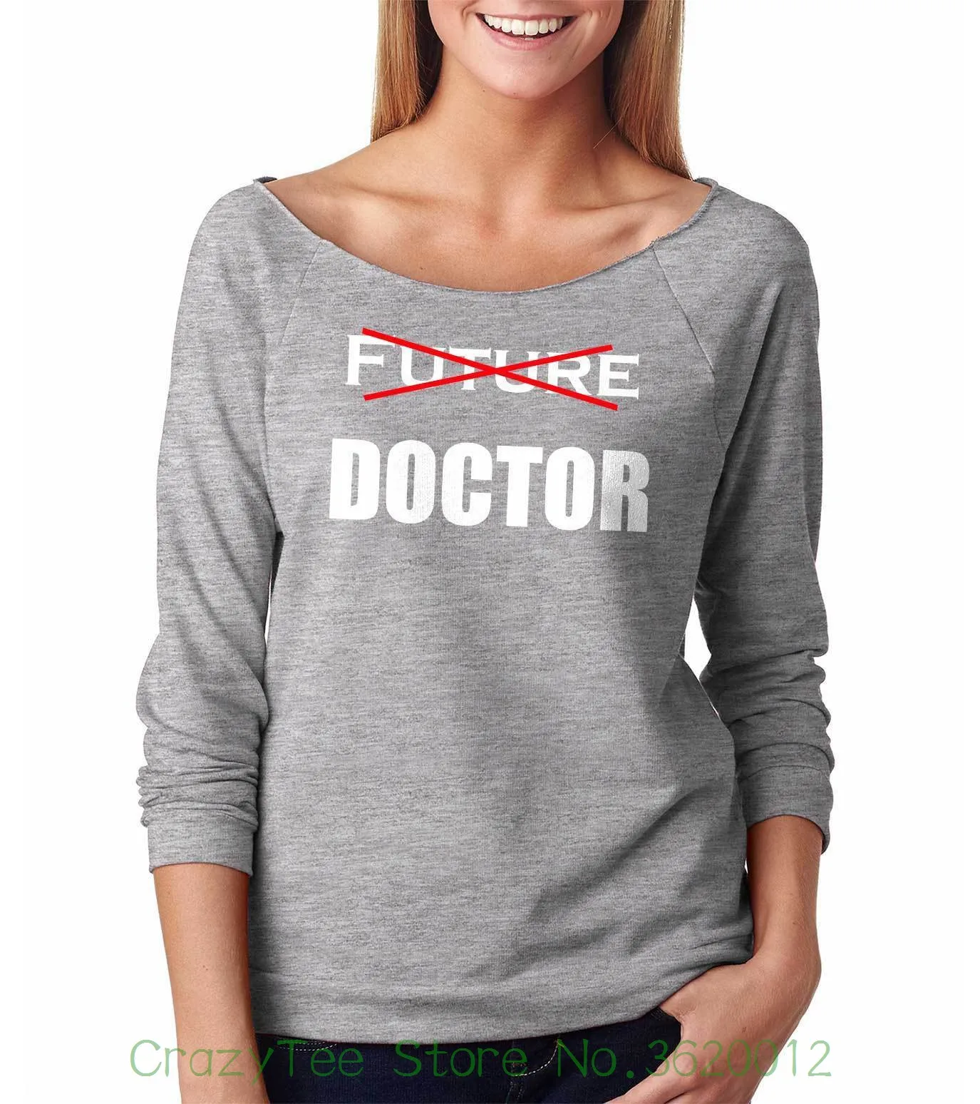 

Women's Tee Future Doctor Raglan French Terry 3 / 4 Sleeve Top Student Graduation Womens Top Fashion Women