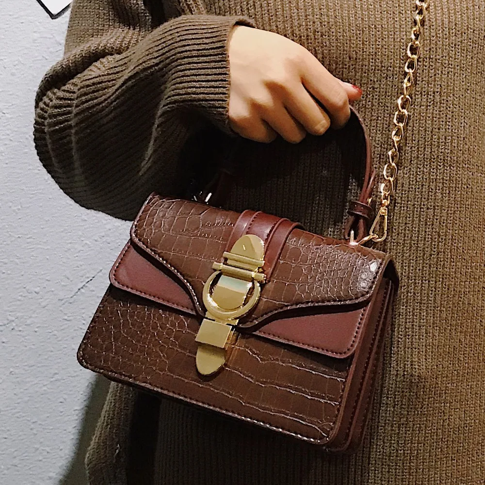 

Fashion Female Mini Tote Crossbody Shoulder Bags For Women 2019 PU Leather Designer Ladies Handbag and Purses Crocodile pattern