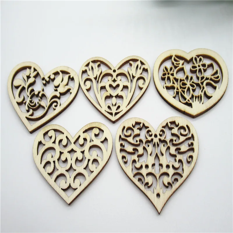 10/20 штук 53 мм естественное сочетание ажурные браслеты в форме сердца с цветочным узором дерева Коллекция Искусство ремесло ручной работы для украшения дома diy Q47