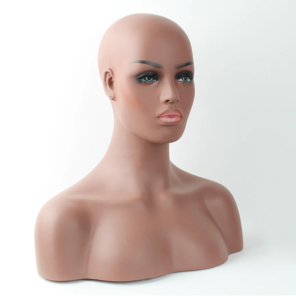Реалистичный стекловолокно черный женский манекен голова бюст для парика