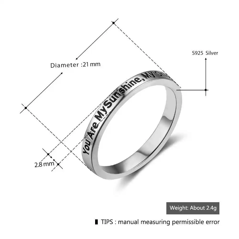 You Are My Sunshine New 925 Sterling Sliver Rings for Women Fairy&Romantic Style Jewelry High Quality Gift JewelOra RI102765