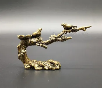 

China Seiko carving Brass Magpie Plum blossom Inverted censer Small statue