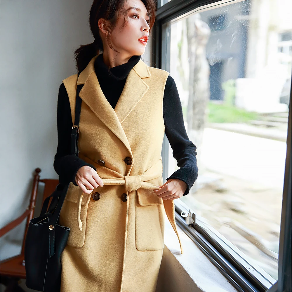 

IRINAW930 2018 AW Collection new arrival long double faced wool vest women
