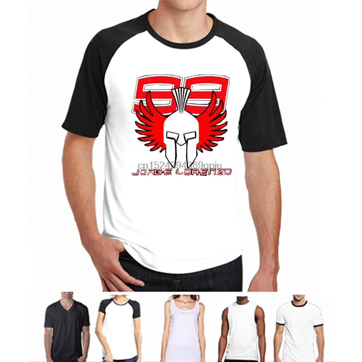 

New Fashion Cool Jorge Lorenzo Land 99 Spartan Logo White Printed T Shirt Hot Sale Tops Short Sleeve Tees