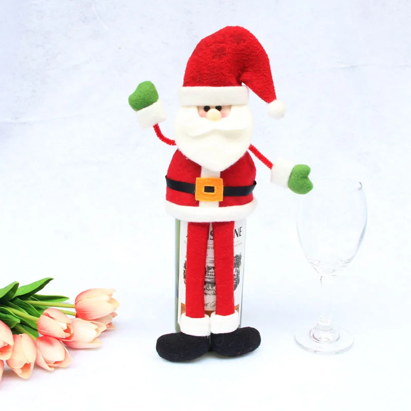Креативные подарки Рождество год вечерние украшения для ужина красная бутылка шампанского крышка одежда красный Санта-Клаус had cap