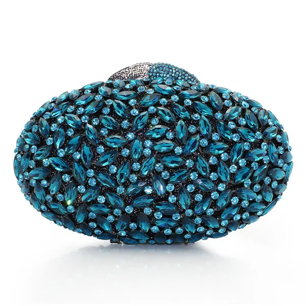 Продукт овальной формы Алмазная ручная работа Дамская кристально синяя свадебная сумочка-клатч женские сумки - Цвет: Синий