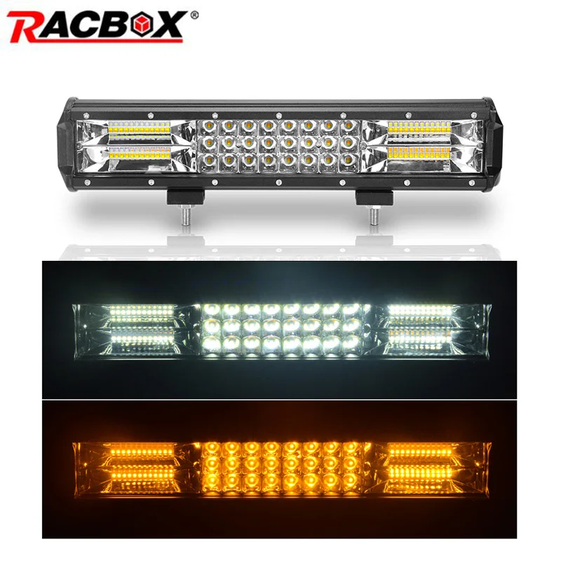 

15 inch Triple Row Double Color LED Light Bar Flood Spot Combo 216W 12V 24V Car Truck 4WD OffRoad ATV UTV UAZ Boat LED Work Lamp
