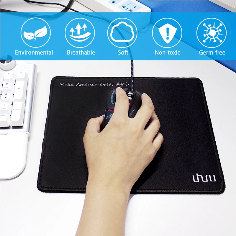 UHURU игровые коврики для мыши 24*20 см противоскользящая скорость/Управление запирающийся край черный коврик для мыши Коврик для мыши ноутбук ПК компьютер планшет
