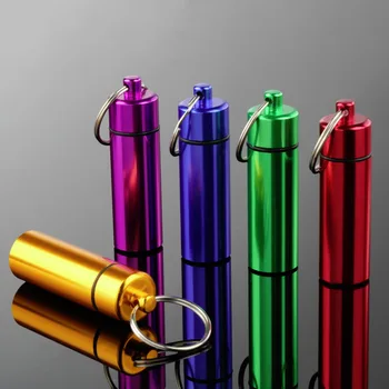 

High Quality 2pcs Aluminum Pill Box Case Bottle Cache Drug Holder Container Keychain Medicine Box Waterproof Health Care