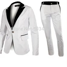 Модный костюм жениха мужской деловой Тонкий костюм с брюками куртка Белый Лучший мужской костюм на заказ любой размер