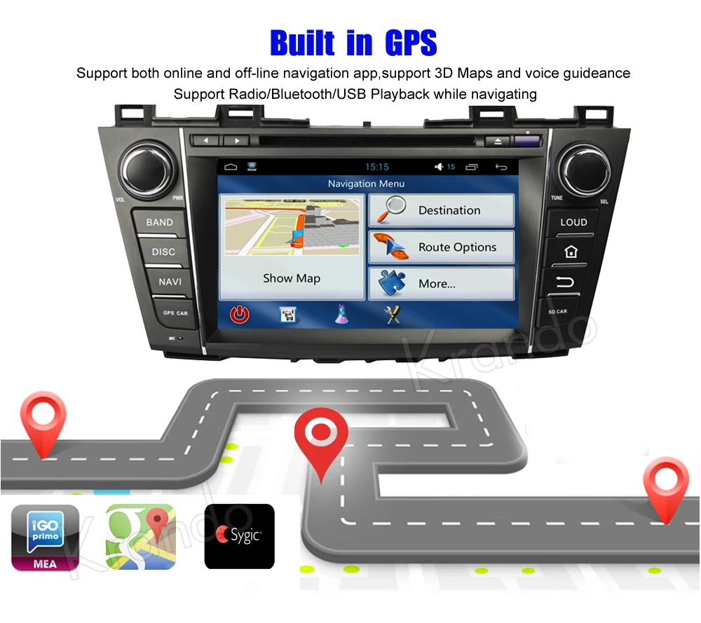 Best Krando 8" Android 8.0 car navigation multimedia system for Mazda 5 For Premacy 2009-2013 audio radio gps dvd player WIFI 3G DAB+ 3