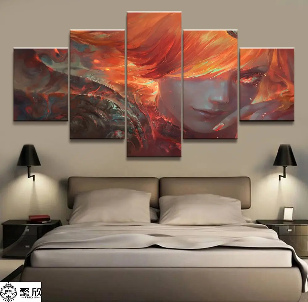 

5 Panel LOL League of Legends Lux Game Canvas Printed Painting For Living Room Wall Art Home Decor HD Picture Artworks Poster
