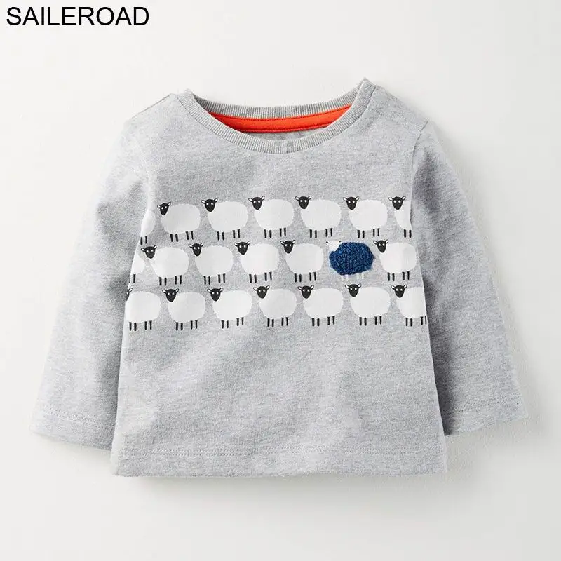 

SAILEROAD 18M-6Year Cartoon Animal Sheep Baby Boys Long Sleeved T Shirt Autumn Spring Children Kids Shirts Cotton Boy's Clothes
