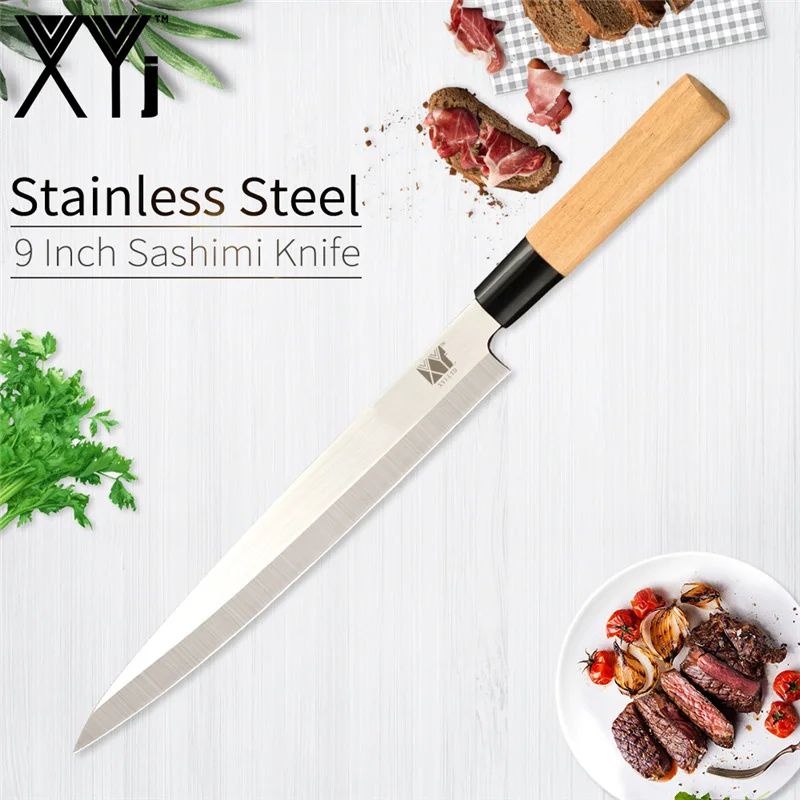 XYj набор кухонных ножей из нержавеющей стали 4 шт. 9 ''6,5'' для нарезки шеф-повара нож сантоку для суши рыбы мяса фруктов инструменты - Цвет: 9 slicing knife