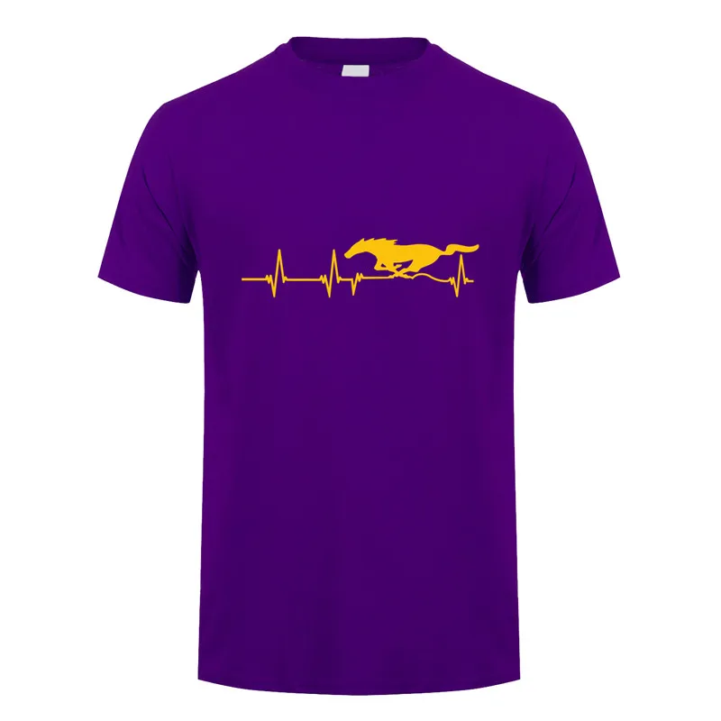 Ford Mustang футболка мужские топы летние с коротким рукавом Mustang сердцебиение футболка хлопок мужская футболка LH-036 - Цвет: Purple