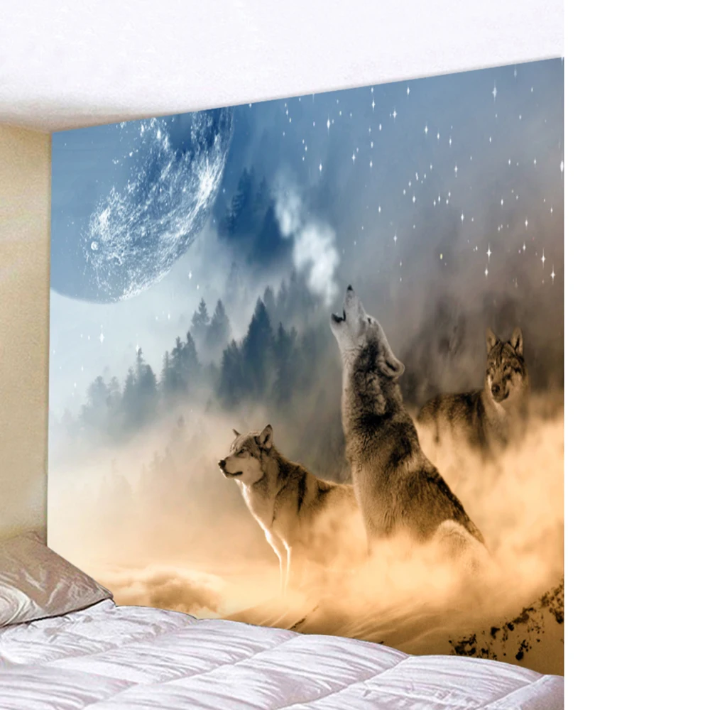 wolf wall carpet tapiz colgante dorm decor wall hanging bohemian decor bedroom living room tapiz pared tela