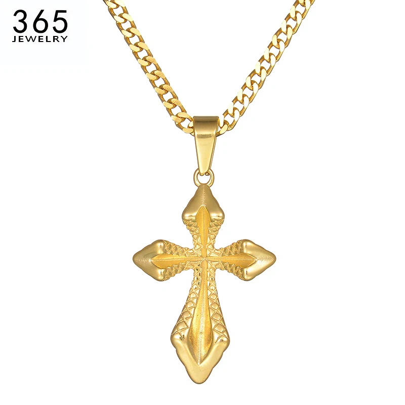 

Classical Cross Stainless Steel Women Pendant Necklace Gold Color Love Jesus Chain Necklace For Female Christmas Gift