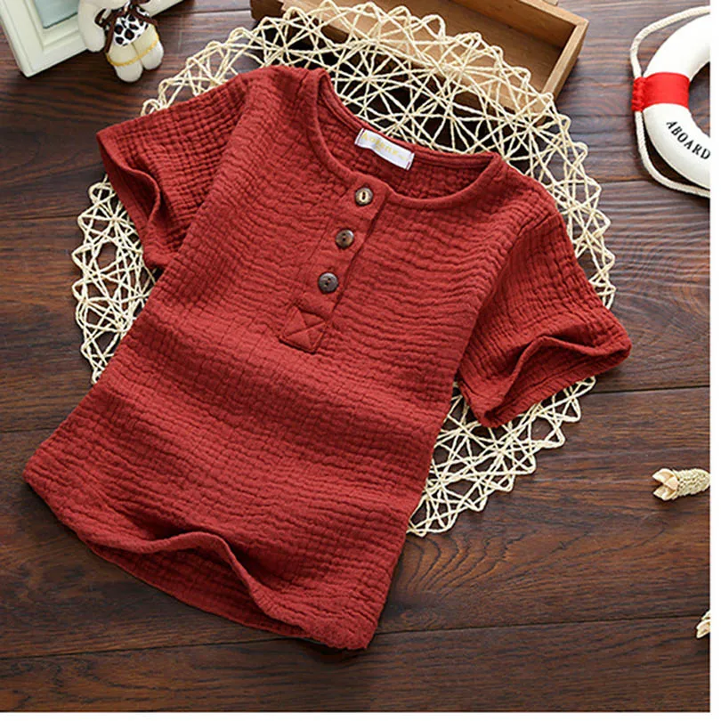 Linen 2022 Cotton Baby Boy Girl Summer T Shirts New Toddler Comfortable Tops Tee Children Clothing Kids Button 90-140CM Height Linen 2022 Cotton Baby Boy Girl Summer T Shirts New Toddler Comfortable Tops Tee Children Clothing Kids Button 90-140CM Height