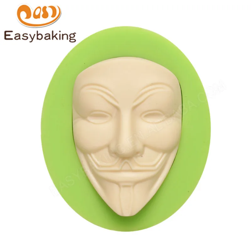 ES-0819 Vendetta V Mask Anonymous Fondant Silicone Molds for cake decorating