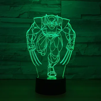 

Wolverine 3D Lamp 7 Color LED Night Lamps For Kids Touch Led USB Table Lampara Lampe Baby Sleeping Nightlight Drop Ship