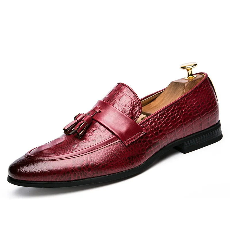 2019 Luxe Noir Bureau Cuir En Serpent De Robe Mode Pompon Italien Hommes Peau Nouveau Design Directe Livraison rouge Formelle Avec Chaussures rgHwr8q